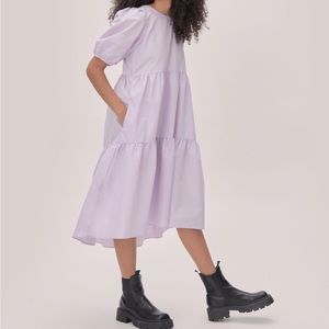 Nasty Gal Lavender Smock Dress Tiered Midi Dress Light Purple